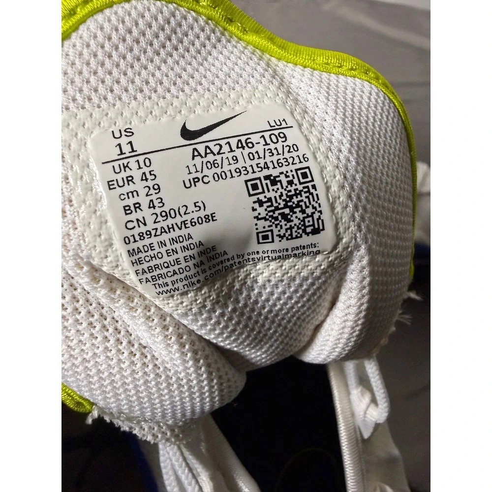 Nike Air Max Axis White Blue Volt Mens Running Shoes AA2146-109 Size 11